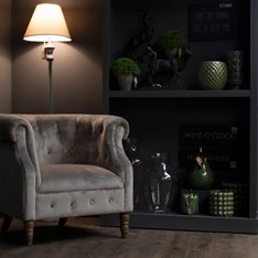 Grey Washed Floor Lamp and Natural Shade  Image