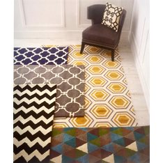 Hampstead Yellow White & Grey Geometric Rug Image