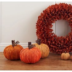 Handmade  Burnt Orange Straw Pumpkin Image