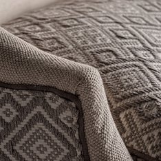 High Back Natural Upholstered Sofa Bench Image