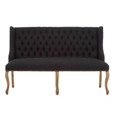 High Back Oak & Black Sofa Bench Image