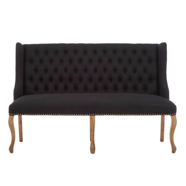 High Back Oak & Black Sofa Bench