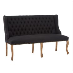 High Back Oak & Black Sofa Bench Image