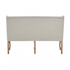 High Back Oak & Linen Sofa Bench  Image