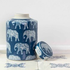 Indigo Elephant Ginger Jar Image