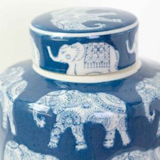 Indigo Elephant Ginger Jar Image