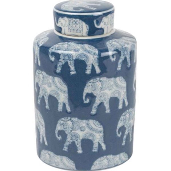 Indigo Elephant Ginger Jar