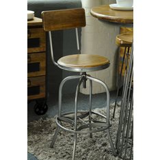 Industrial wood & Steel Bar Stool Image