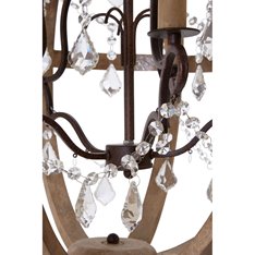 Iron Wood & Crystal Round Chandelier Image