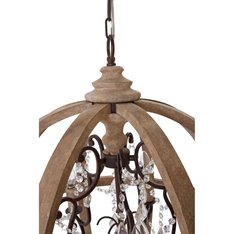 Iron Wood & Crystal Round Chandelier Image