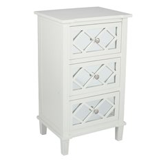 Ivory Mirrored 3 Drawer Bedside Cabinet Image