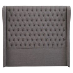 Kingsize Grey Button Back Padded Headboard  Image