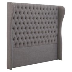 Kingsize Grey Button Back Padded Headboard  Image