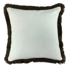 Large Chocolate Fringe Ivory Cushion Image