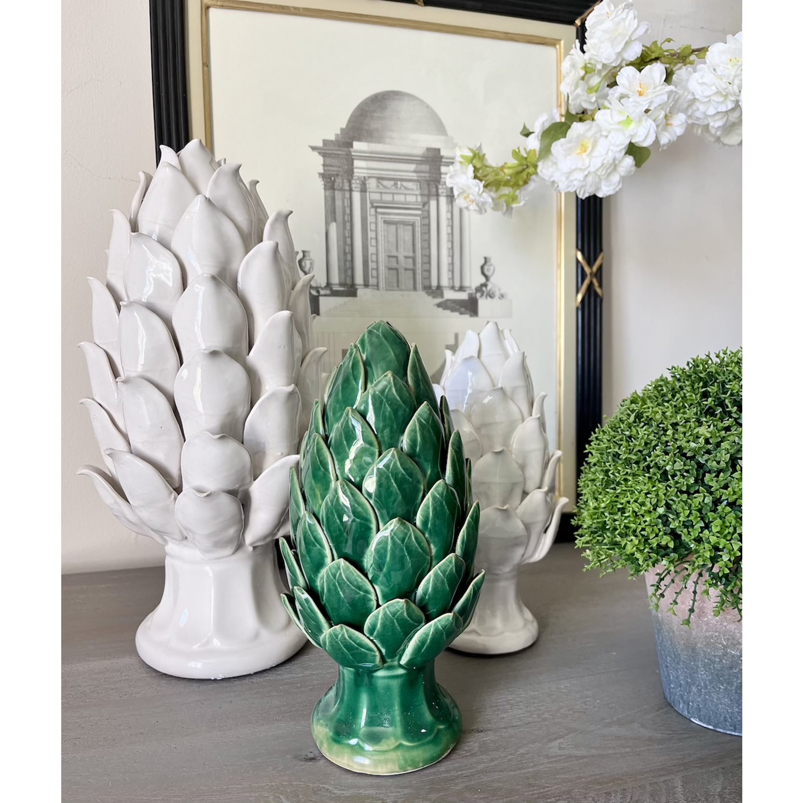 Large Decorative Ceramic Ivory Artichoke Image
