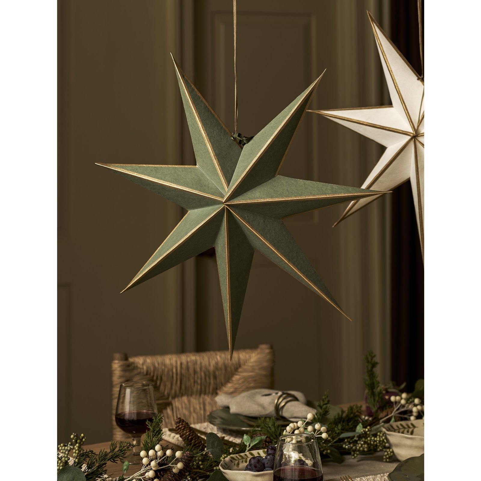 Large Green and Gold Star Decoration 60cm Image