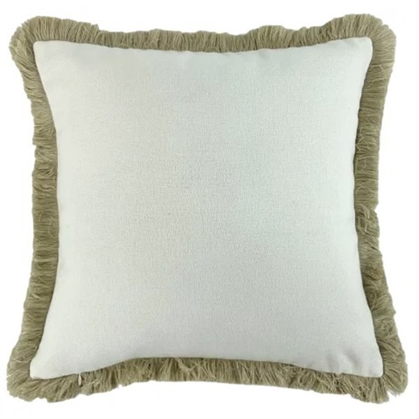 Large Natural Fringe Ivory Cushion