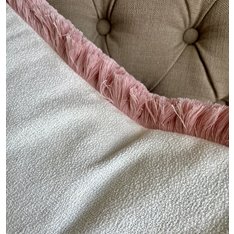 Large Pink Fringe Ivory Cushion Image