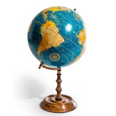 Sea Blue Large Globe on Brass Stand Image
