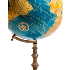 Sea Blue Large Globe on Brass Stand Image