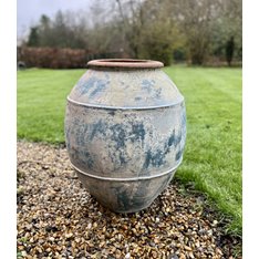 Decorative Terracotta Aged Blue Olive Oil Jar Image