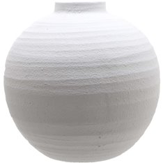 Large White Ribbed Ceramic Vase Image