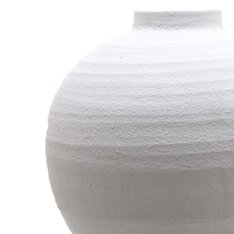 Large White Ribbed Ceramic Vase Image
