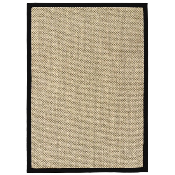 Light Natural Sisal Rug - Black Border 