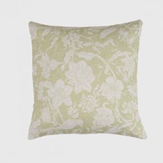 Lime Bird and Flower Cushion Image