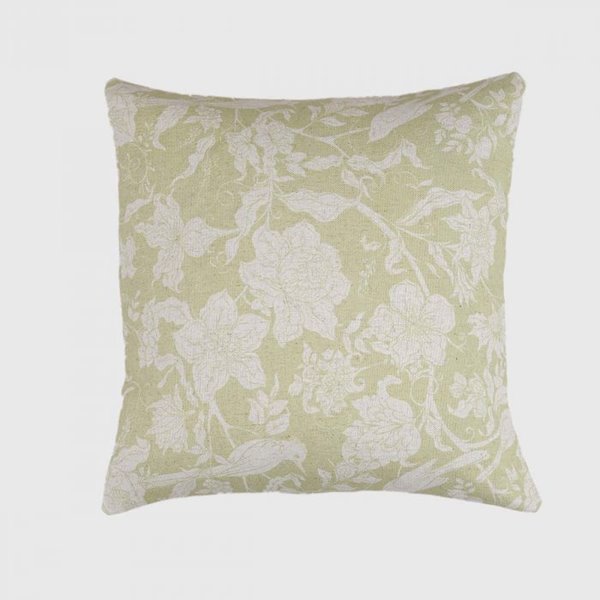 Lime Bird and Flower Cushion