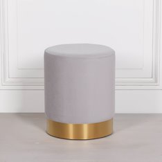 Luxor Grey & Gold Velvet Footstool Image