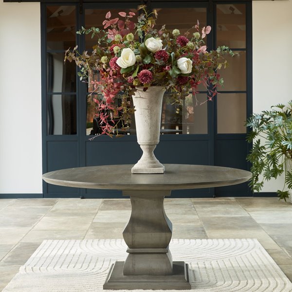Lyon Round Grey Pedestal Dining Table