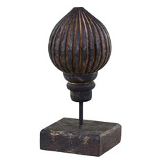 Medium Carved Wood Dark Grey Artichoke Image