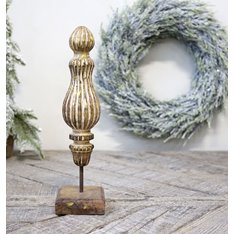 Medium Carved Wooden Gold Finial Image