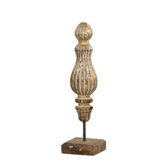 Medium Carved Wooden Gold Finial Image