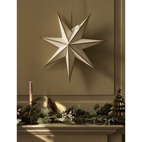 Medium Ivory and Gold Star Decoration 46cm