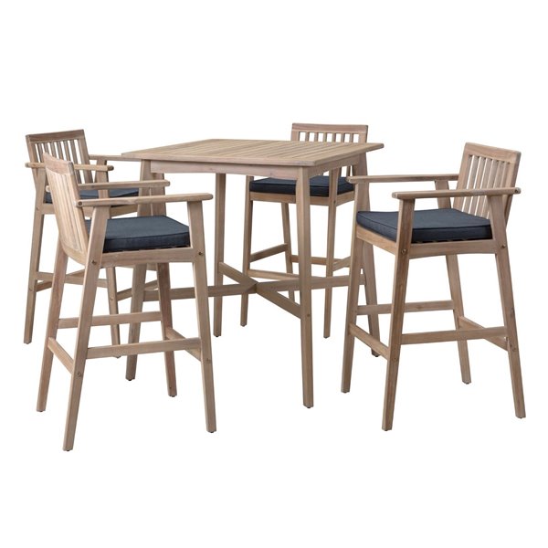 Montauk Grey Bar Set with 4 Chairs