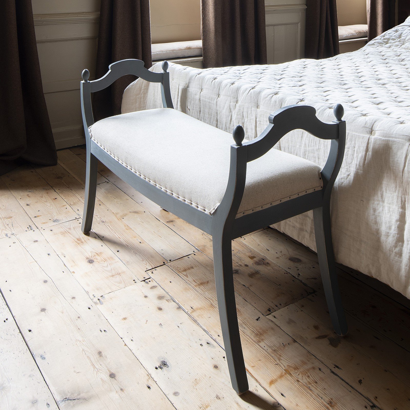 Montgomery Grey and Linen Bench Image