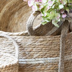 Natural Braid Straw Baskets Set of 3 Image