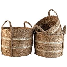 Natural Braid Straw Baskets Set of 3 Image