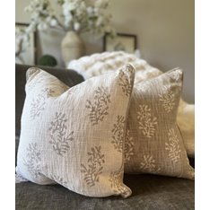 Natural Double Sided Flower Block Cushion Image