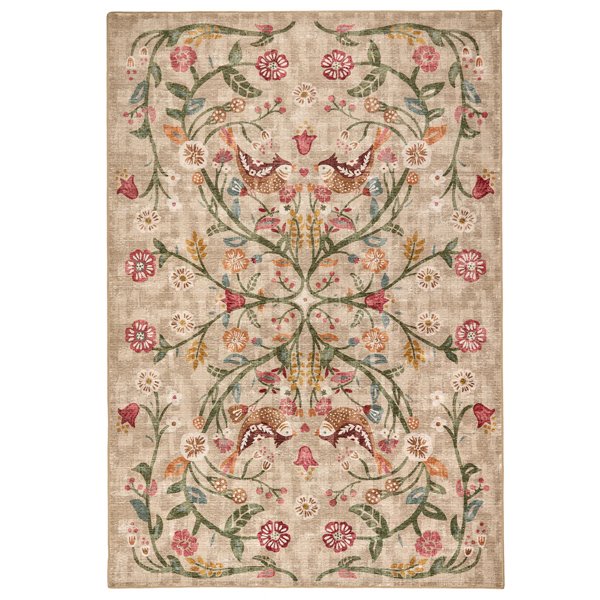 Natural Flower Garden Eco Washable Rug