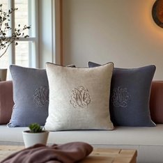 Natural Linen Monogram Cushion Image