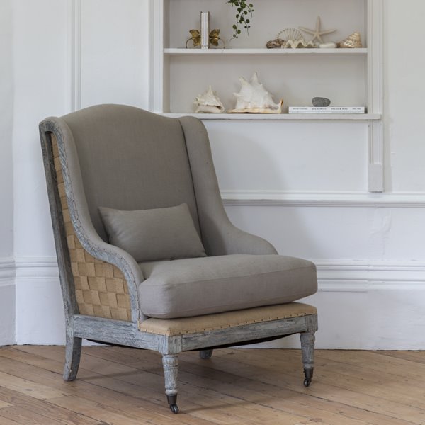 Natural Linen Open Back Armchair