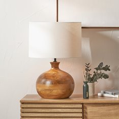 Natural Round Wood Table Lamp Image