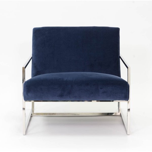 Navy and Chrome Club Armchair