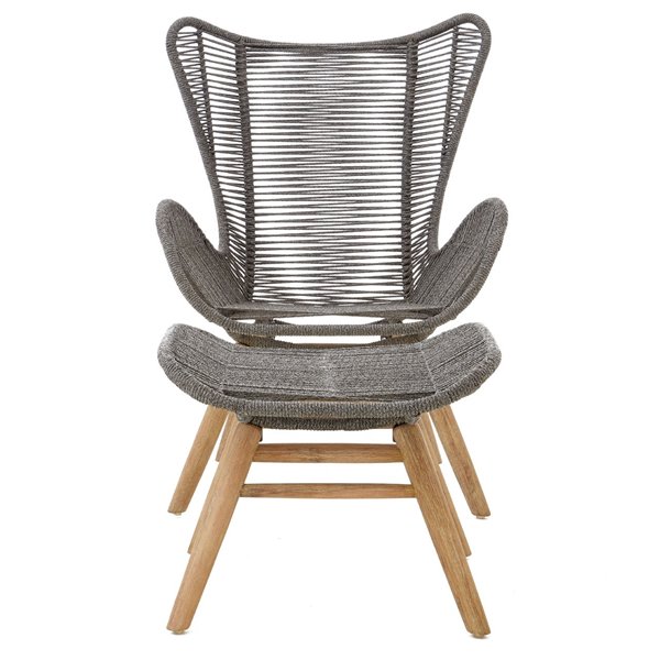 Nordic Grey Sisal Rope Lounge Chair & Footstool