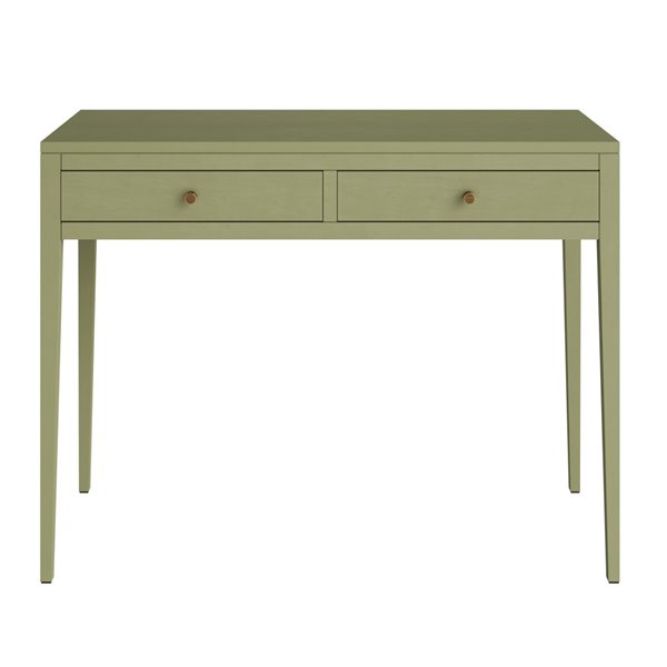 Oak 2 Drawer Sage Green console table