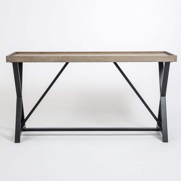 Oak and Metal Console Table