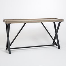 Oak and Metal Console Table Image